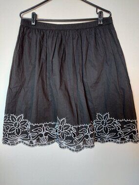 Sag Harbor Size L BOHO Lined Cotton Embroidered floral Eyelet Skirt